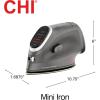 imageCHI Mini Steam Iron for Clothes Sewing Crafting and Travel with Titanium Infused Ceramic Soleplate 1000 Watts XL 10 Cord 3Way Auto Shutoff Portable Vacation Essentials Black 131203Way Auto Shutoff 