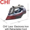 imageCHI Steam Iron for Clothes with 8 Retractable Cord 1700 Watts 3Way Auto Shutoff 400 Holes Professional Grade Temperature Control Dial Lava Infused Ceramic Soleplate Black 131131700 Watts