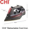 imageCHI Steam Iron for Clothes with 8 Retractable Cord 1700 Watts 3Way Auto Shutoff 400 Holes Professional Grade Temperature Control Dial Lava Infused Ceramic Soleplate Black 131131700 Watts