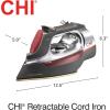 imageCHI Steam Iron for Clothes with 8 Retractable Cord 1700 Watts 3Way Auto Shutoff 400 Holes Professional Grade Temperature Control Dial Lava Infused Ceramic Soleplate Black 131131700 Watts