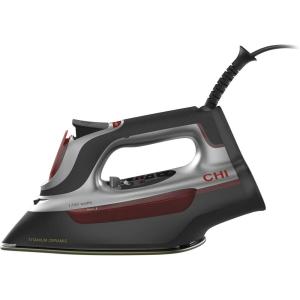 imageCHI Steam Iron for Clothes with Titanium Infused Ceramic Soleplate 300 Holes for Powerful Steaming XL 10 Cord 3Way Auto Shutoff 1800 Watts Advanced Touchscreen Silver 13103Silver