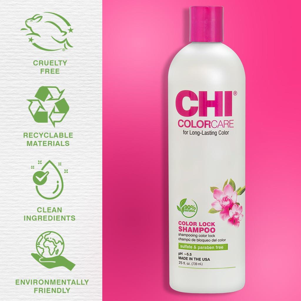 imageCHI ColorCare Color Lock Shampoo Locks In Color ampamp Replenishes Moisture For ColorTreated Hair Sulfate Paraben ampamp CrueltyFree 25 Oz