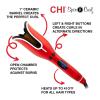 imageCHI Spin N Curl Curling Iron For Healthy ampamp Shiny Effortless Curls ampamp Waves Provides Preset Temperature Settings For Each Hair Texture Rose GoldRuby Red