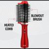 imageCHI Volume Styler Blowout Brush for Amplified Volume Heated Comb to Smoothen ampamp Straighten Hair 2in1 Hair Tool PinkRed