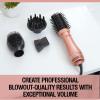 imageCHI Volumizer 4in1 Blowout Brush Hair Dryer for Smooth Silky ampamp Shiny Hair Four Interchangeable Attachments for Versatile Styling Rose GoldBlack