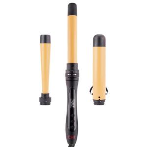imageCHI Interchangeable Curling Wand 3 Barrel Attachments For Versatile Curls 05quot125quot Inverted Tapered Barrel 1quot ampamp 15quot Barrel