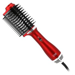 imageCHI Volume Styler Blowout Brush for Amplified Volume Heated Comb to Smoothen ampamp Straighten Hair 2in1 Hair Tool PinkRed